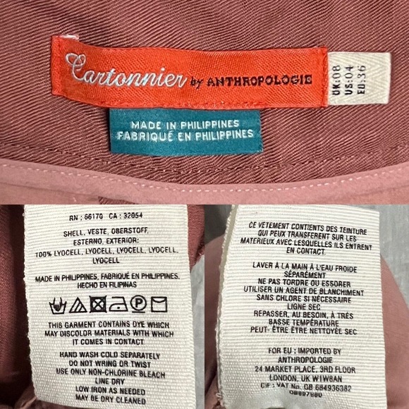 Anthropologie Cartonnier Kingsley Dusty Rose Tie Waist Pleat Front Pant Size 4 - Picture 10 of 11